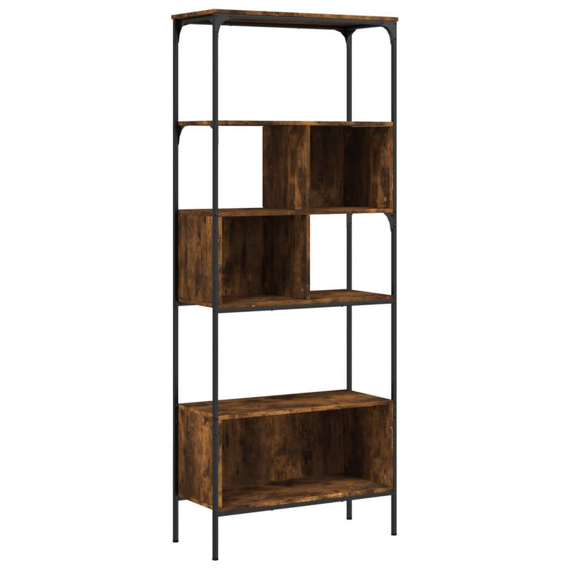 Boekenkast 5-laags 76x33x188,5 cm bewerkt hout gerookt eiken