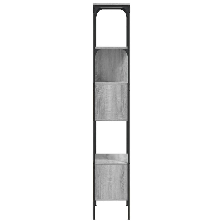 Boekenkast 5-laags 76x33x188,5 cm bewerkt hout grijs sonoma