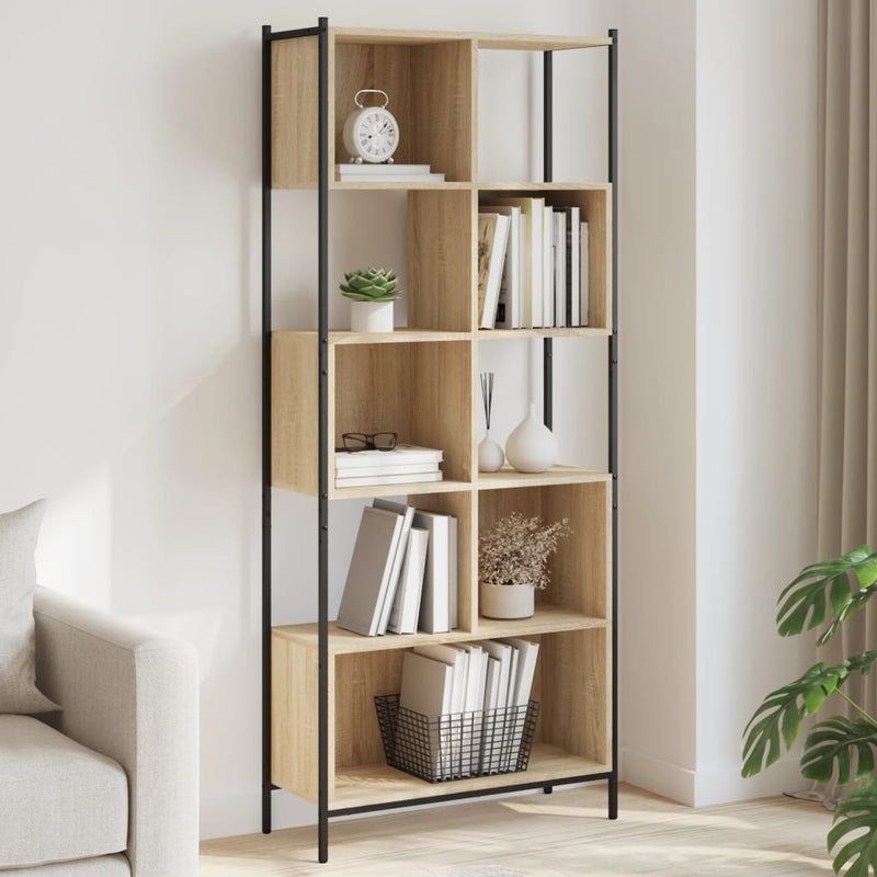 Boekenkast 72x28x172 cm bewerkt hout sonoma eikenkleurig