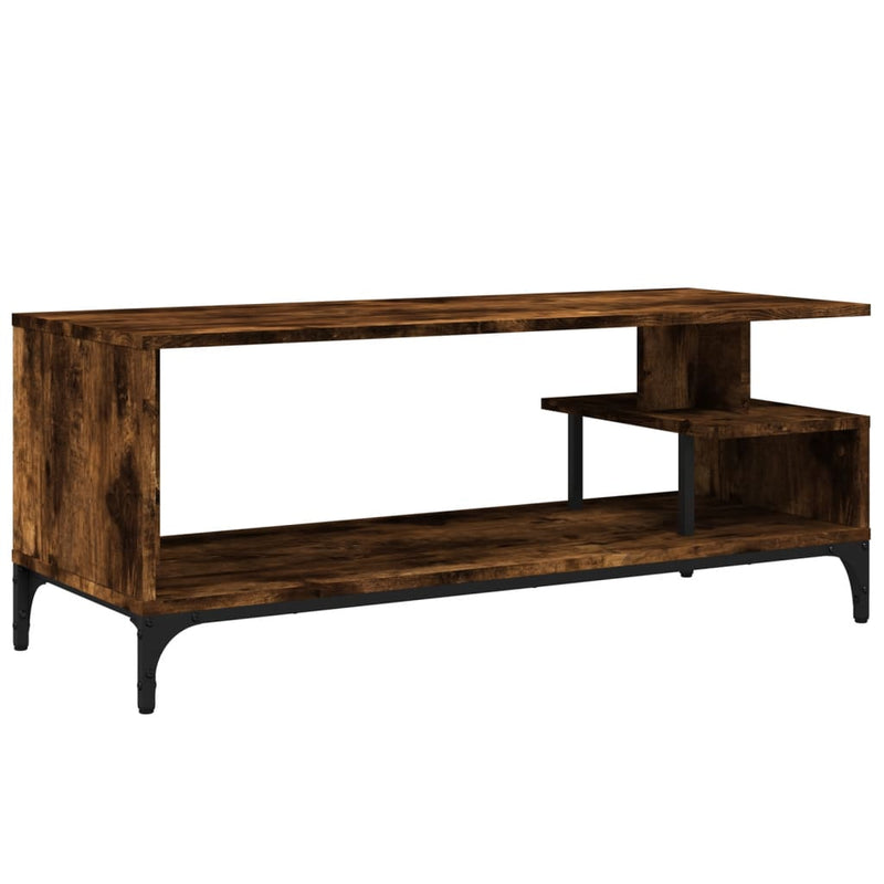Tv-meubel 102x40x41 cm hout en gepoedercoat staal gerookt eiken