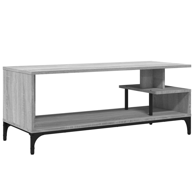 Tv-meubel 102x40x41 cm hout en gepoedercoat staal grijs sonoma