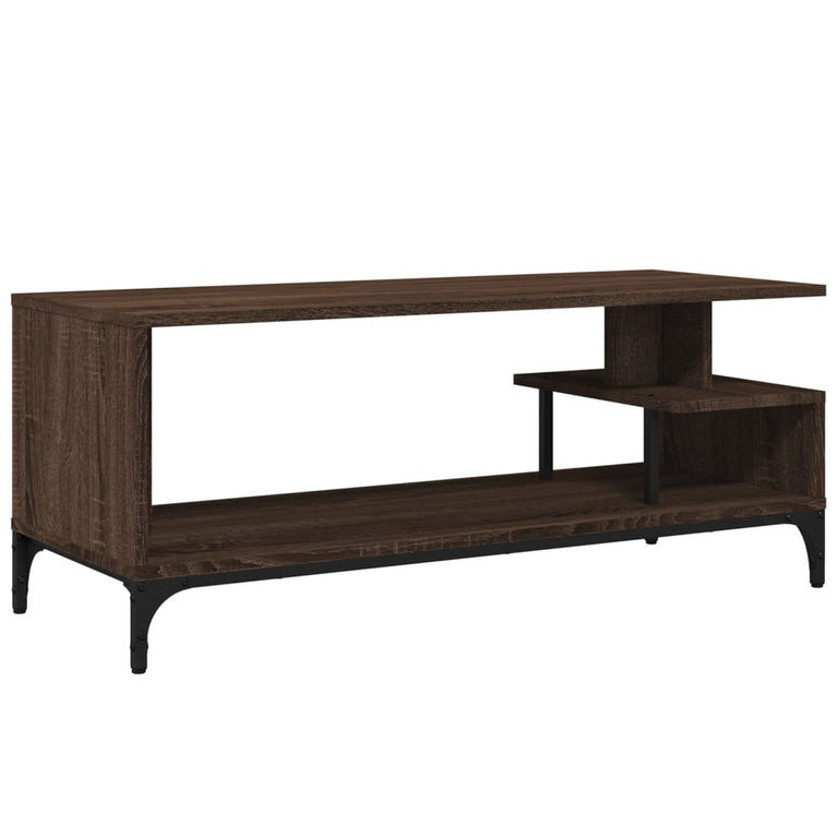 Tv-meubel 102x40x41 cm hout en gepoedercoat staal bruineiken
