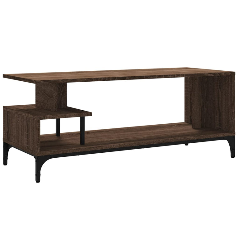 Tv-meubel 102x40x41 cm hout en gepoedercoat staal bruineiken