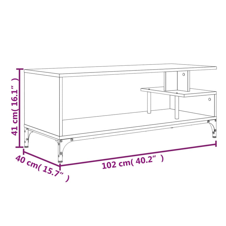 Tv-meubel 102x40x41 cm hout en gepoedercoat staal bruineiken