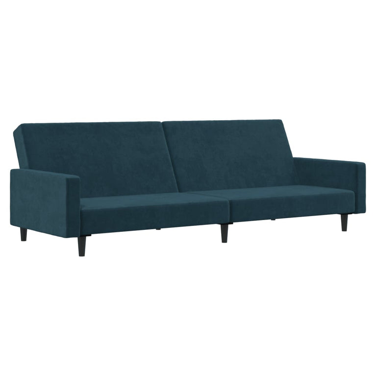 Slaapbank 2-zits fluweel blauw