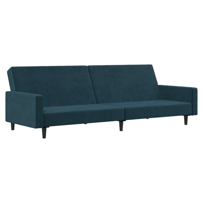 Slaapbank 2-zits fluweel blauw