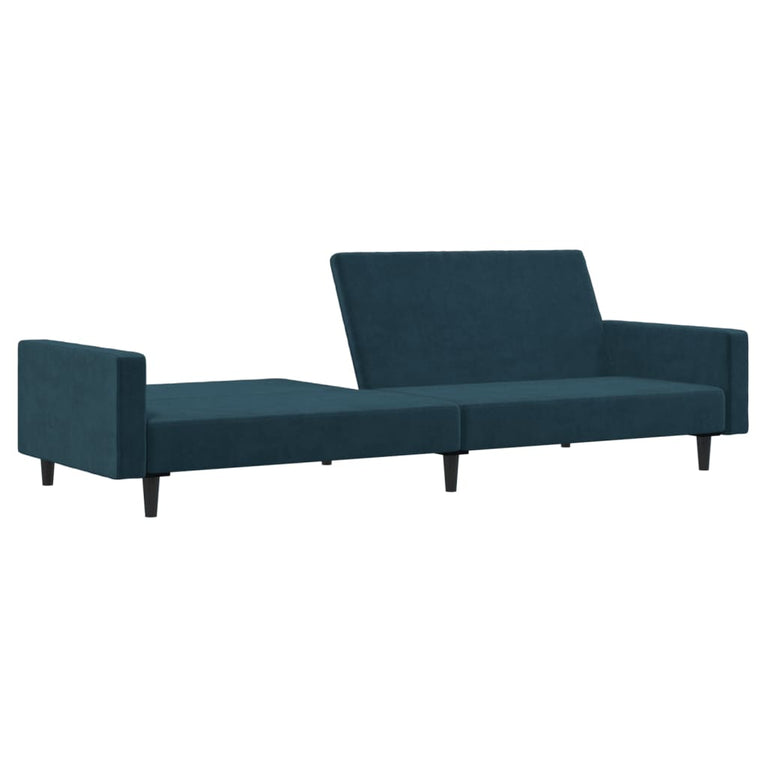 Slaapbank 2-zits fluweel blauw