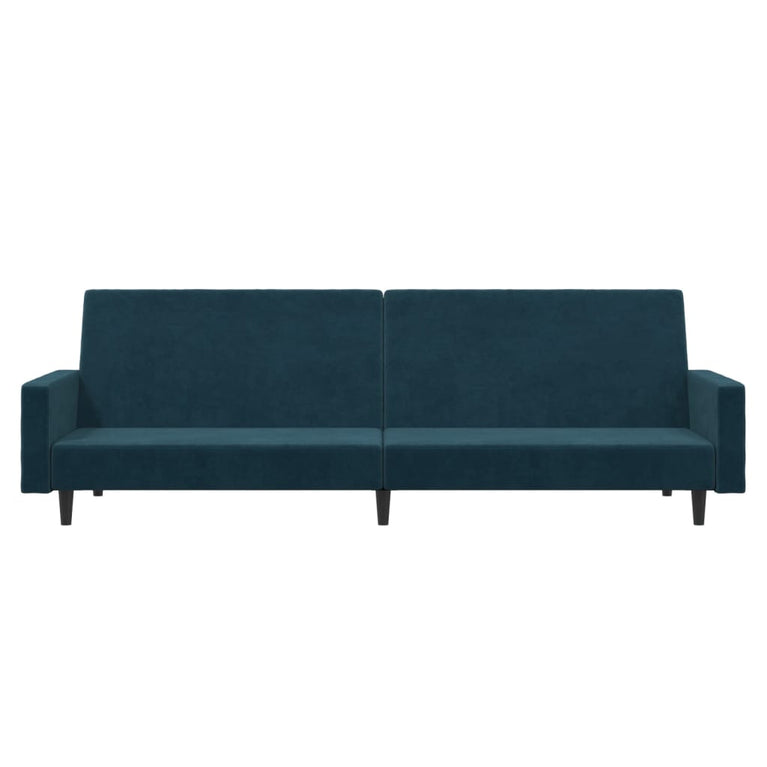 Slaapbank 2-zits fluweel blauw