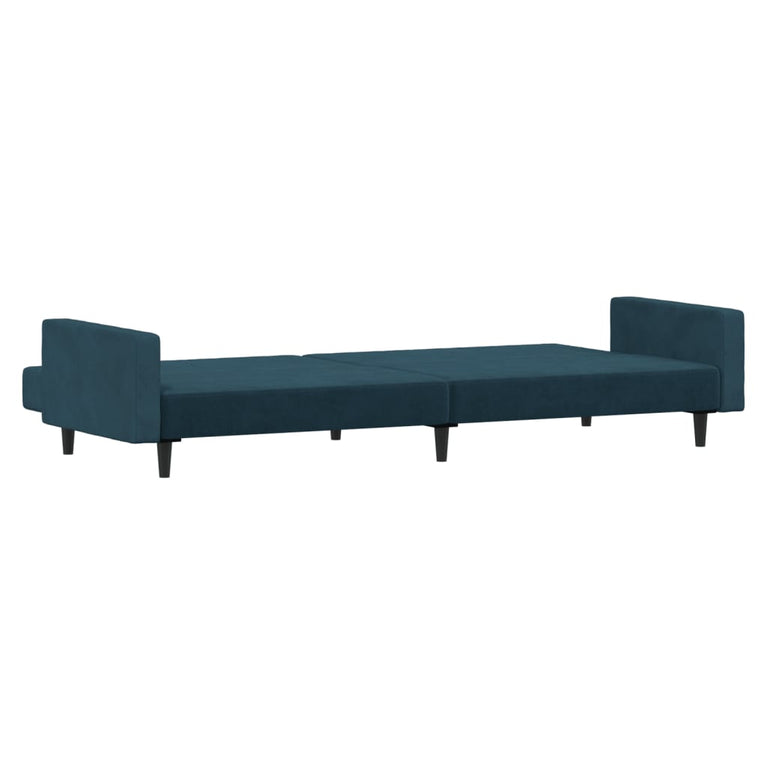 Slaapbank 2-zits fluweel blauw