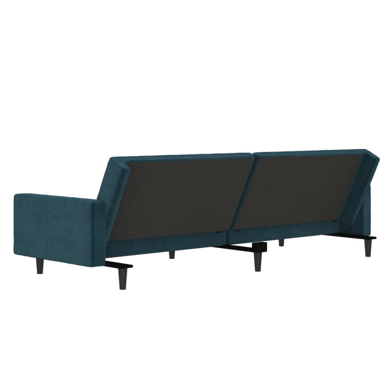 Slaapbank 2-zits fluweel blauw