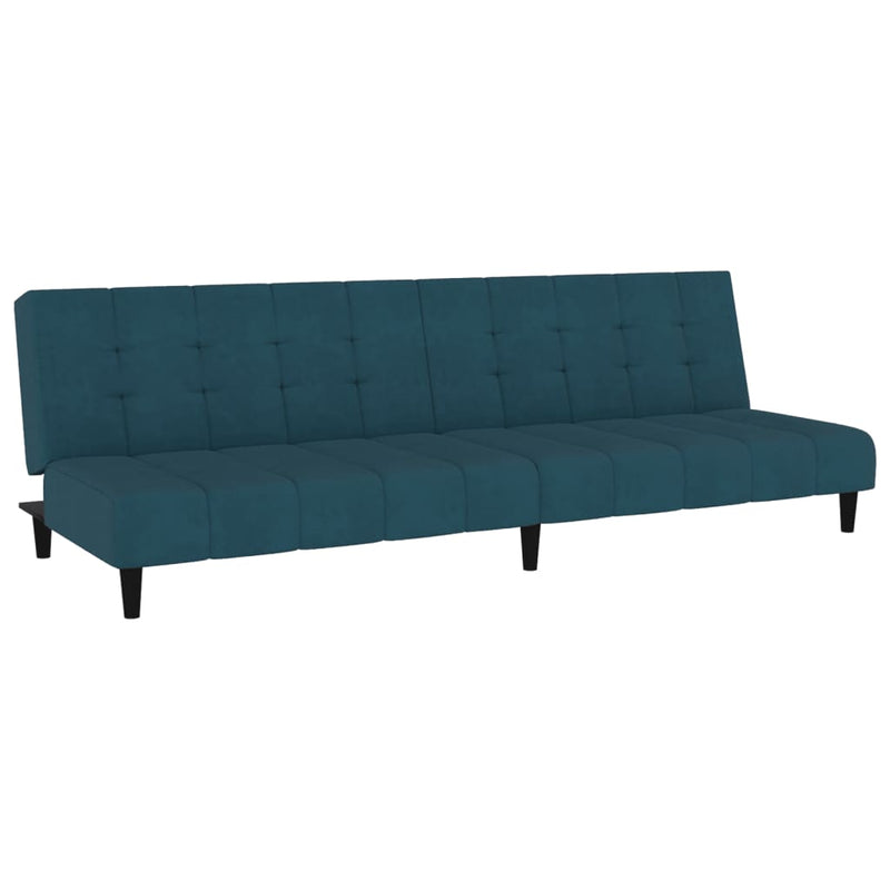 Slaapbank 2-zits fluweel blauw