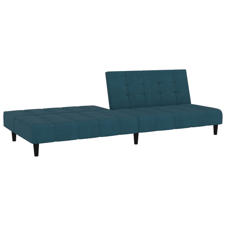 Slaapbank 2-zits fluweel blauw