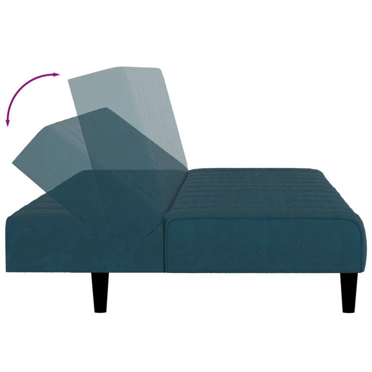 Slaapbank 2-zits fluweel blauw