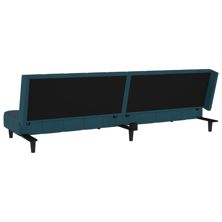 Slaapbank 2-zits fluweel blauw