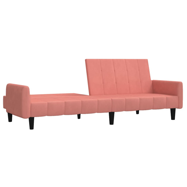 Slaapbank 2-zits fluweel roze