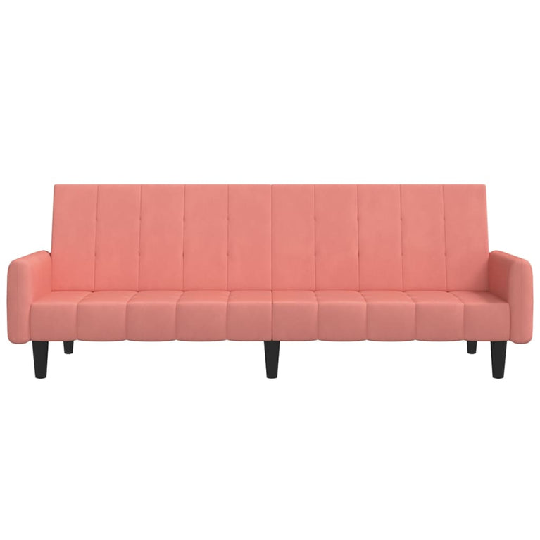 Slaapbank 2-zits fluweel roze