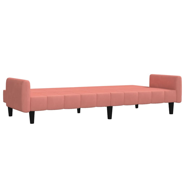 Slaapbank 2-zits fluweel roze