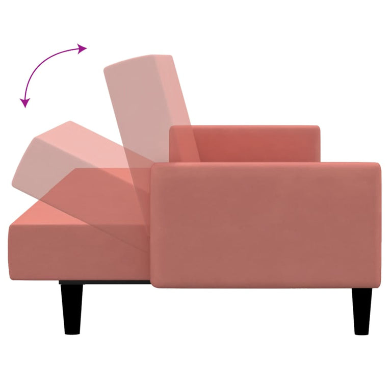 Slaapbank 2-zits fluweel roze