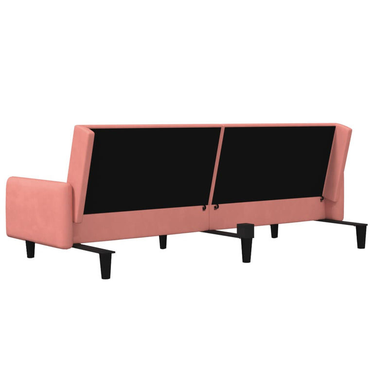 Slaapbank 2-zits fluweel roze