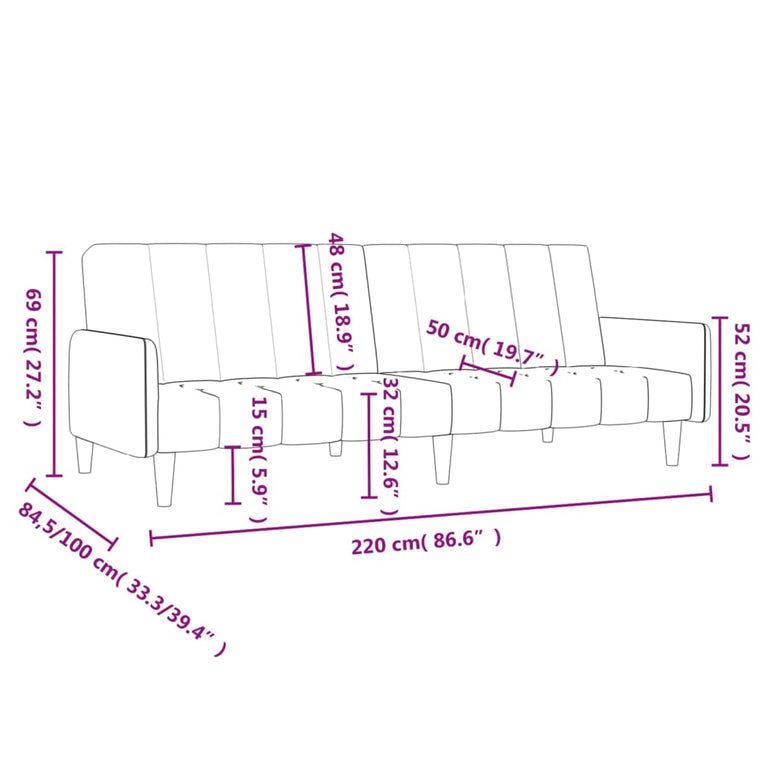 Slaapbank 2-zits fluweel zwart