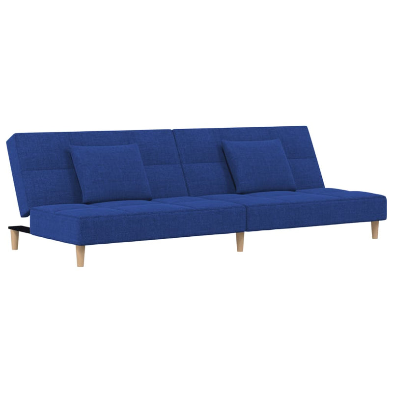 Slaapbank 2-zits met 2 kussens stof blauw