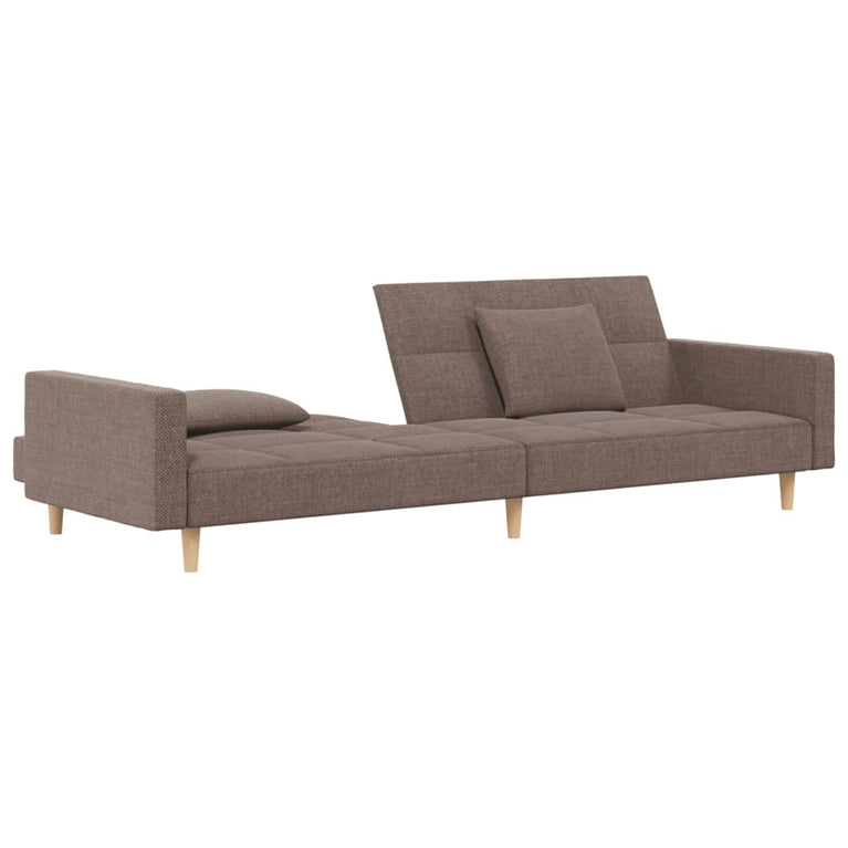 Slaapbank 2-zits met 2 kussens stof taupe