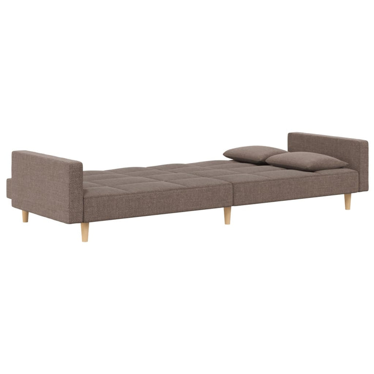 Slaapbank 2-zits met 2 kussens stof taupe