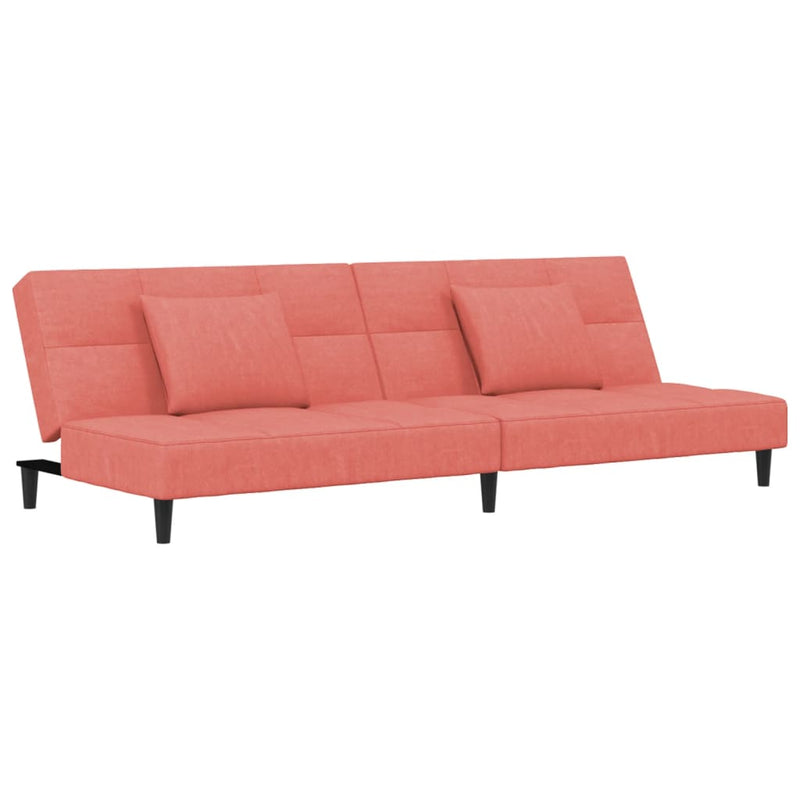 Slaapbank 2-zits met 2 kussens fluweel roze