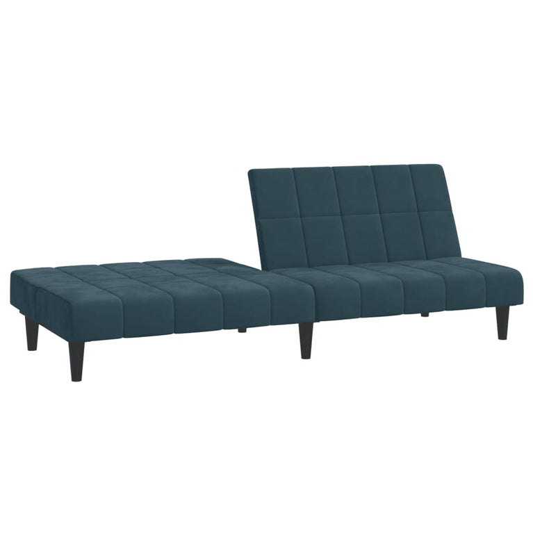 Slaapbank 2-zits fluweel blauw