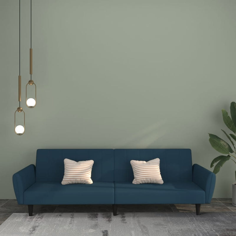 Slaapbank 2-zits fluweel blauw