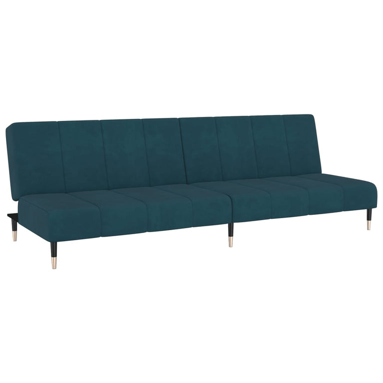 Slaapbank 2-zits fluweel blauw