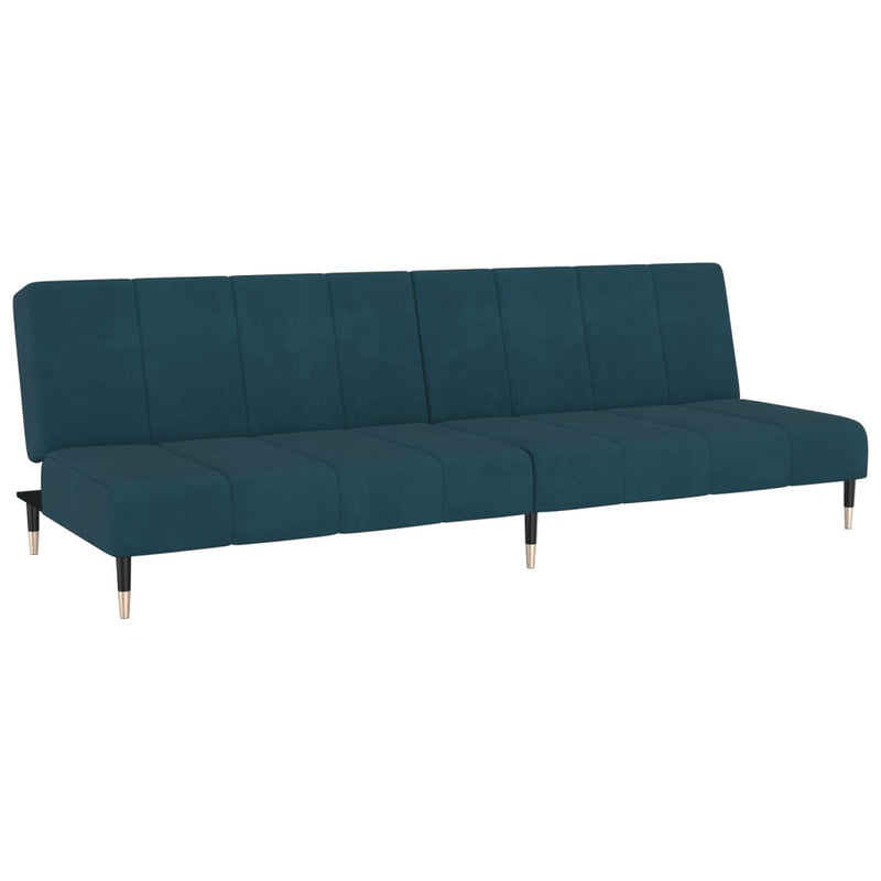 Slaapbank 2-zits fluweel blauw
