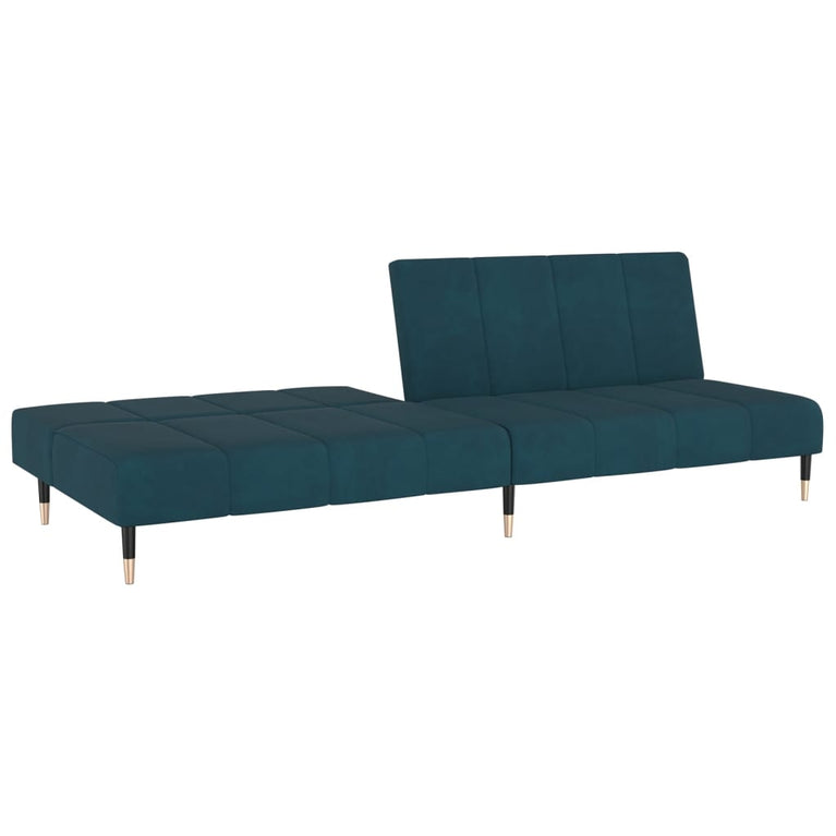 Slaapbank 2-zits fluweel blauw