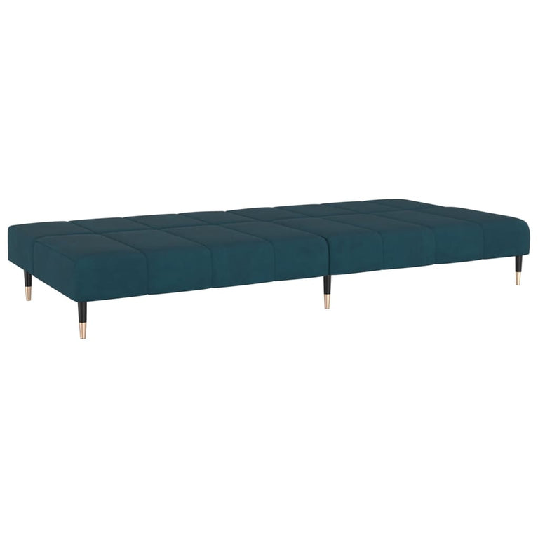 Slaapbank 2-zits fluweel blauw