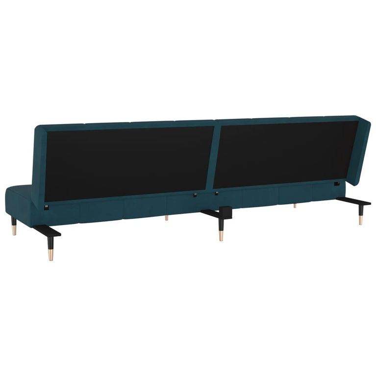 Slaapbank 2-zits fluweel blauw
