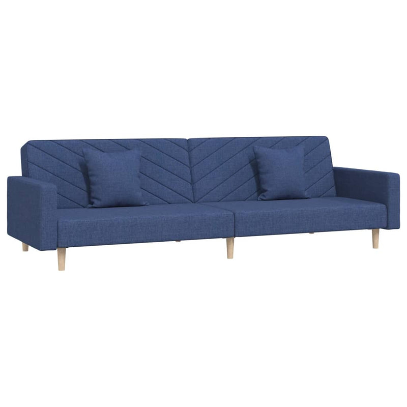 Slaapbank 2-zits met 2 kussens stof blauw
