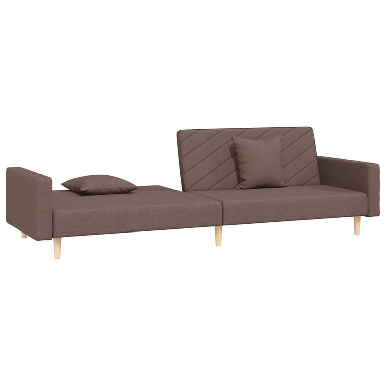 Slaapbank 2-zits met 2 kussens stof taupe