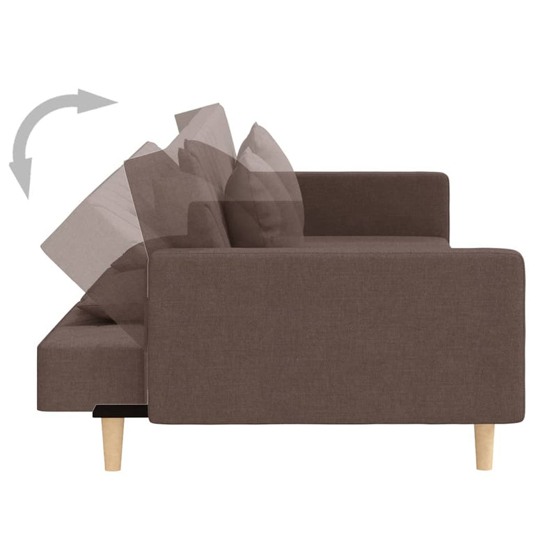 Slaapbank 2-zits met 2 kussens stof taupe