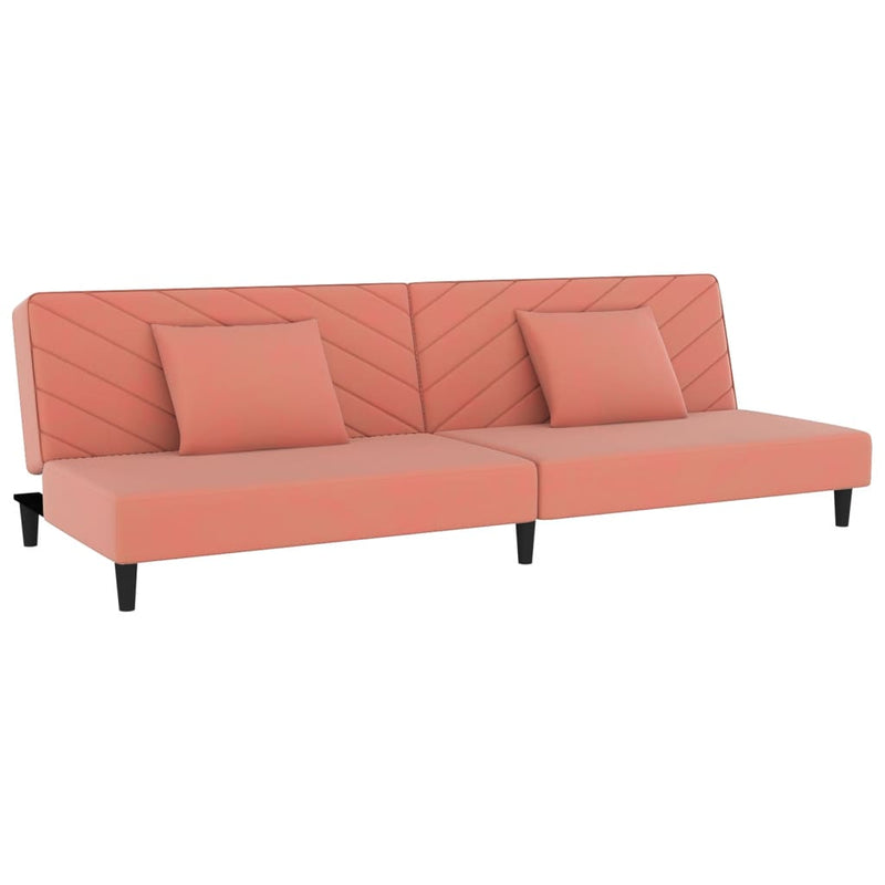 Slaapbank 2-zits met 2 kussens fluweel roze