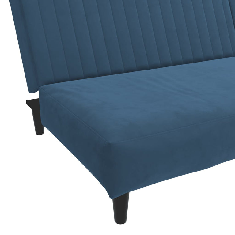Slaapbank 2-zits fluweel blauw
