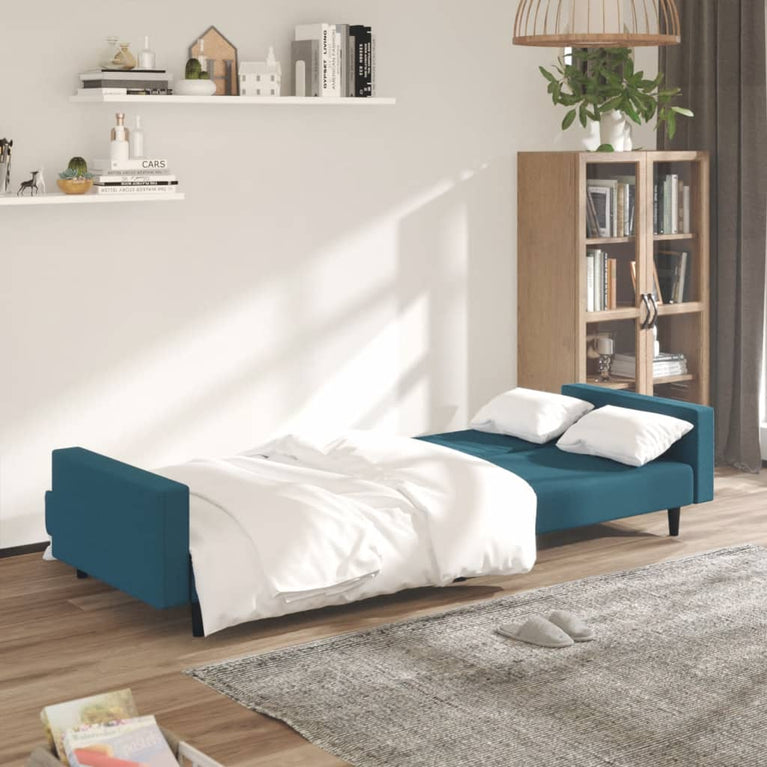 Slaapbank 2-zits fluweel blauw
