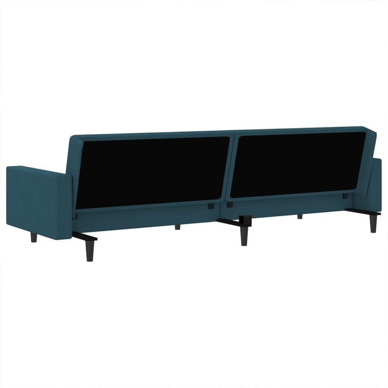 Slaapbank 2-zits fluweel blauw
