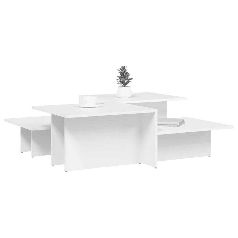 Salontafels 2 st bewerkt hout wit MeubelReus