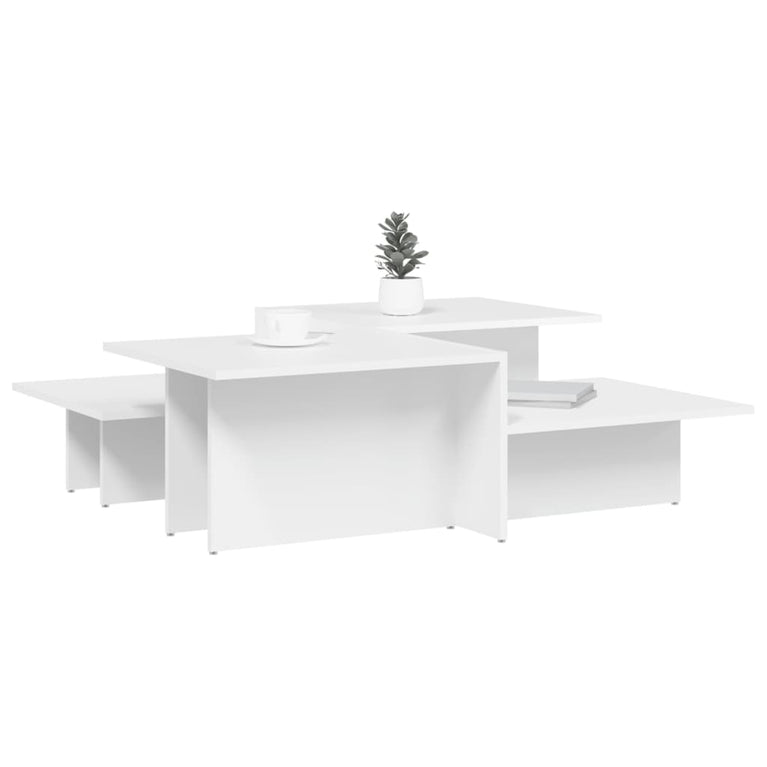 Salontafels 2 st bewerkt hout wit MeubelReus