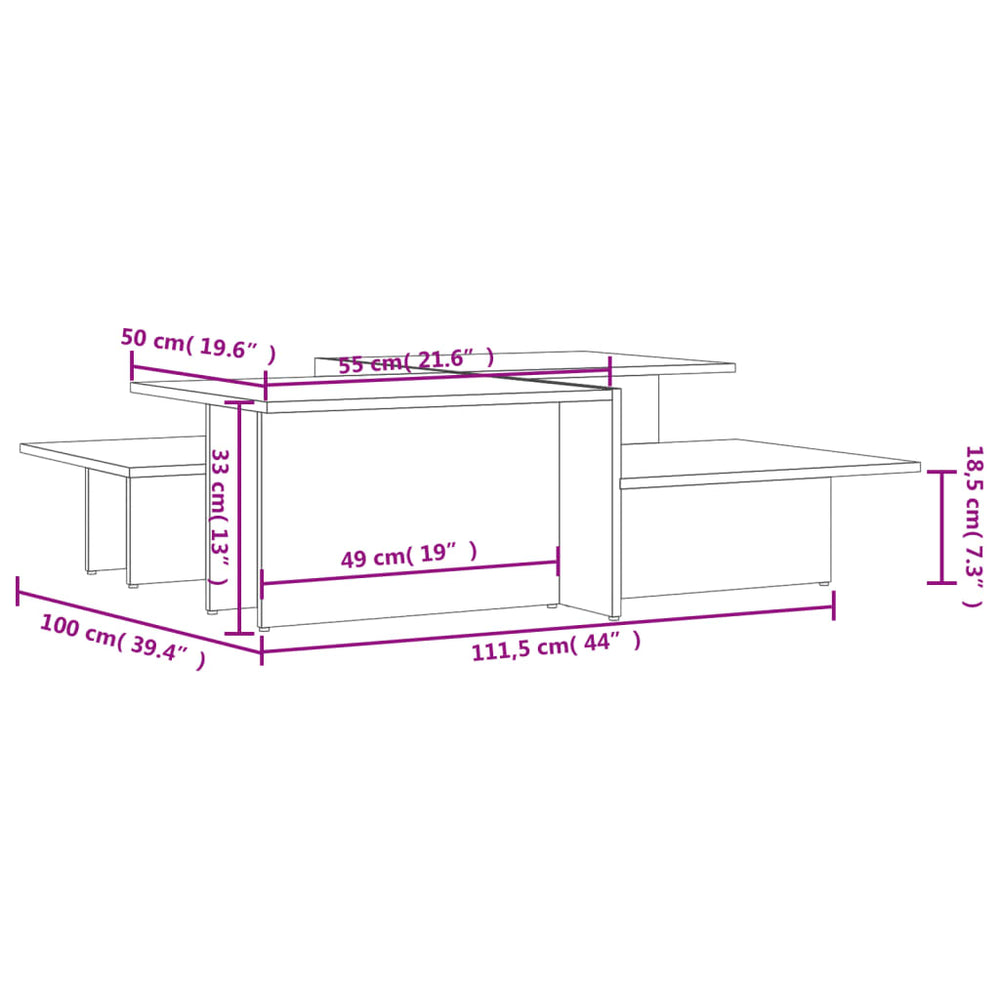 Salontafels 2 st bewerkt hout wit MeubelReus