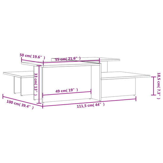 Salontafels 2 st bewerkt hout wit MeubelReus