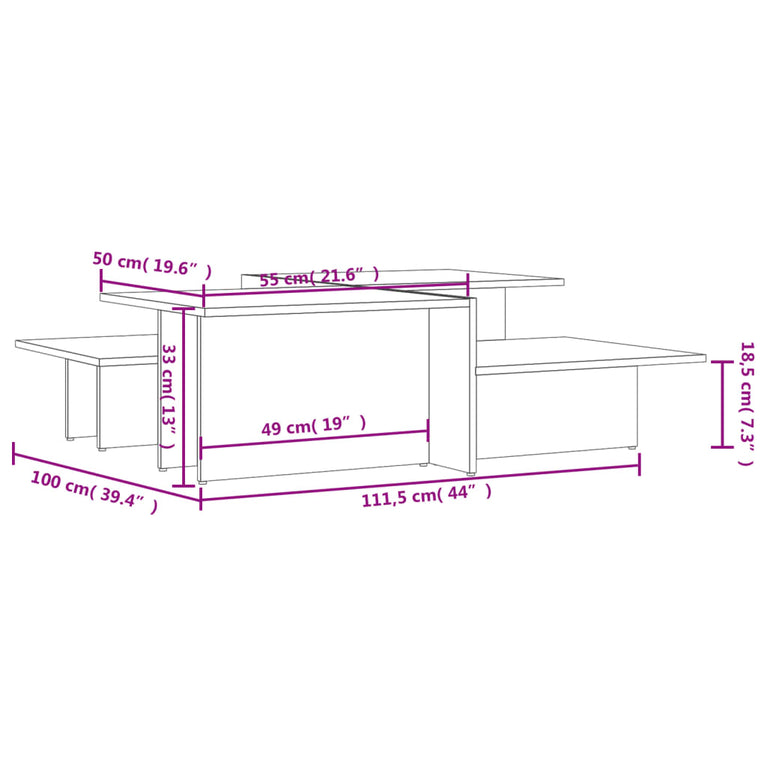 Salontafels 2 st bewerkt hout wit MeubelReus