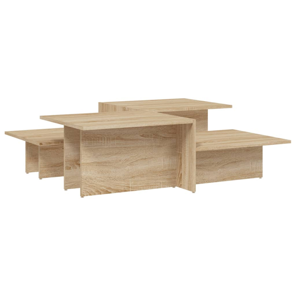 Salontafels 2 st bewerkt hout sonoma eikenkleurig MeubelReus