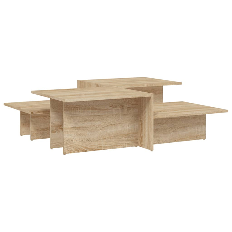 Salontafels 2 st bewerkt hout sonoma eikenkleurig MeubelReus