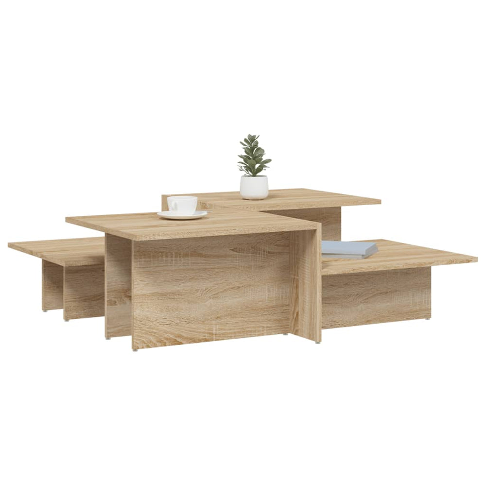 Salontafels 2 st bewerkt hout sonoma eikenkleurig MeubelReus